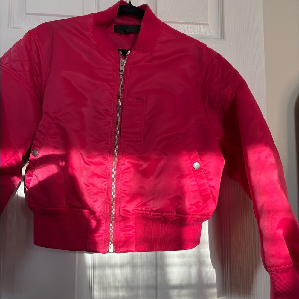 Rag & Bone New York Cropped Hot Pink Bomber Jacket Women’s size Small - Picture 8 of 12